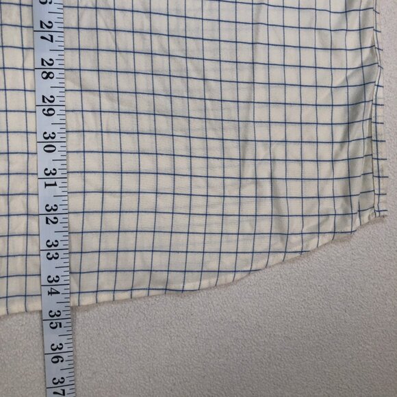 L.L Bean Shirt Men's 3XLT Off-White Windowpane Plaid Flannel Wrinkle Free Tall - Picture 10 of 15